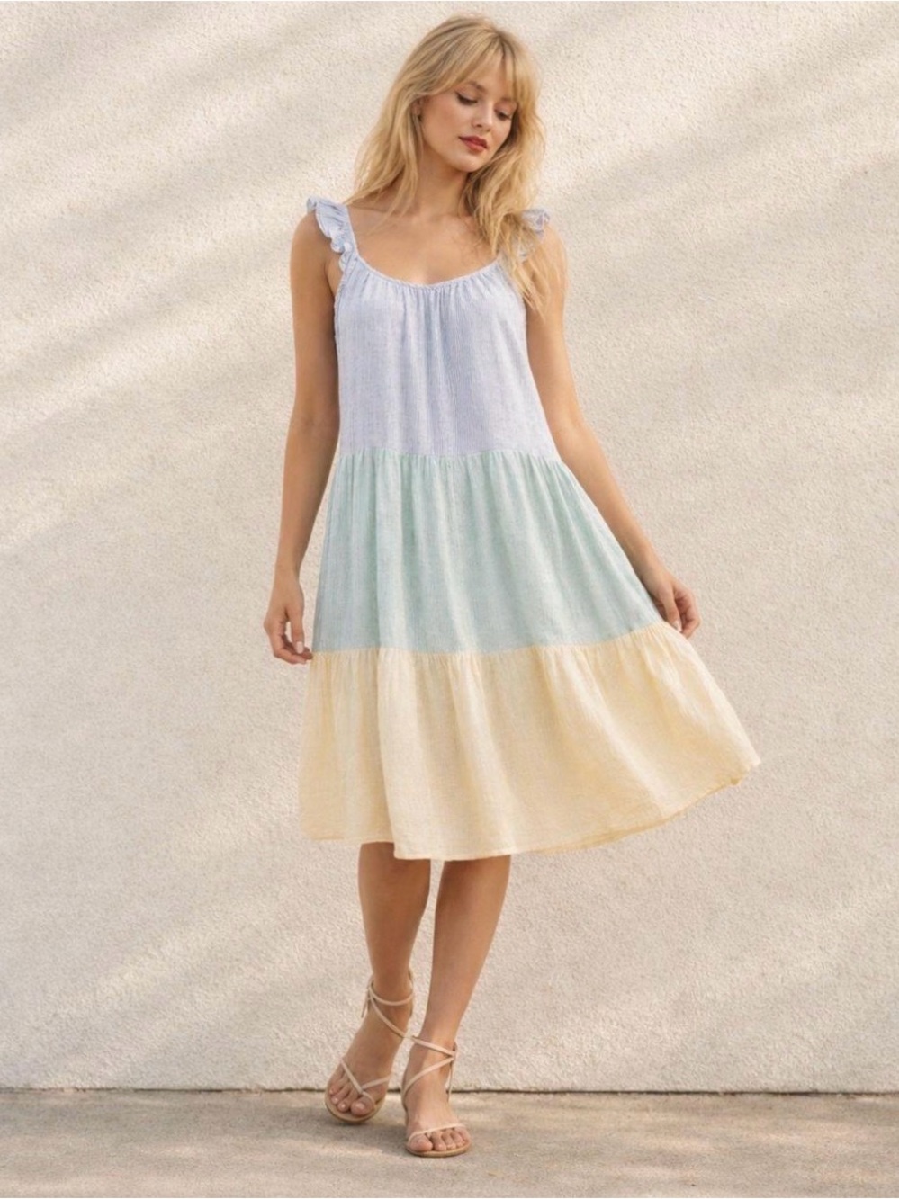 Rails Capri Dress in Mixed Rainbow Stripe,